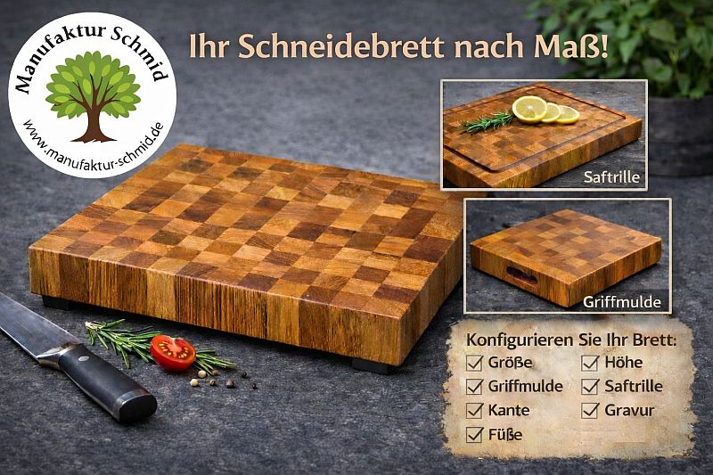 Stirnholz-Schneidebrett nach Maß von Manufaktur Schmid